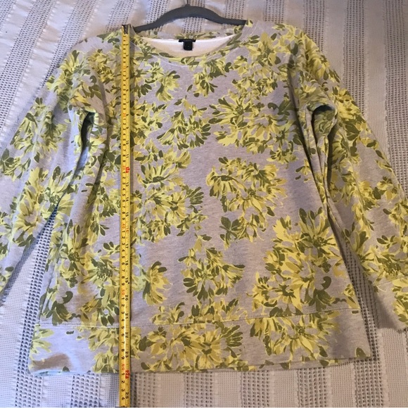 J. Crew Sweatshirt Small Floral Gray Yellow Cotton Crewneck Pull over - Picture 4 of 8